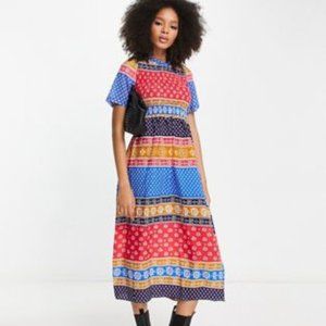 Never Fully Dressed Marlene Midi Dress in Multi Vintage Stripe